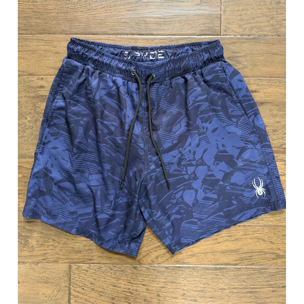Spyder Swim Shorts - Blue Camouflage Pattern, Size Large
